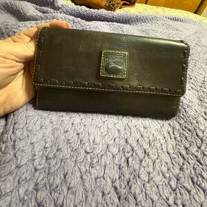 Dooney & Bourke T moro Brown Florentine Continental Clutch Wallet